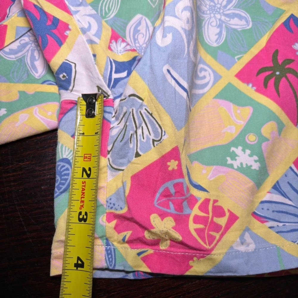 Y2K VTG Tropical Patchwork Skort Multi Color Cotton Tropical Vacation Resort